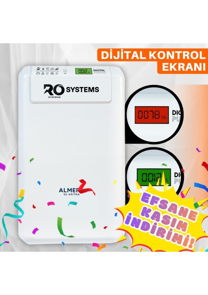 ALMERA SU ARITMA Dijital TDS Ekranlı Alkali Filtreli 10 Aşamalı Çelik Tanklı RO Systems Su Arıtma Cihazı