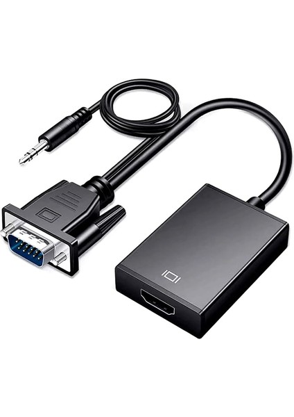 VGA - HDMI Adaptörü, 1080P VGA Erkek - HDMI Dişi Dönüştürücü, 3,5 mm Ses Bağlantı Noktalı, Pc - HDMI Monitör Projektör Dönüştürücü