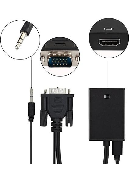 VGA - HDMI Adaptörü, 1080P VGA Erkek - HDMI Dişi Dönüştürücü, 3,5 mm Ses Bağlantı Noktalı, Pc - HDMI Monitör Projektör Dönüştürücü modelleri