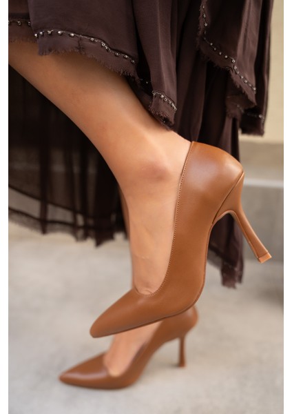 Relly Taba Deri Topuklu Ayakkabı modelleri