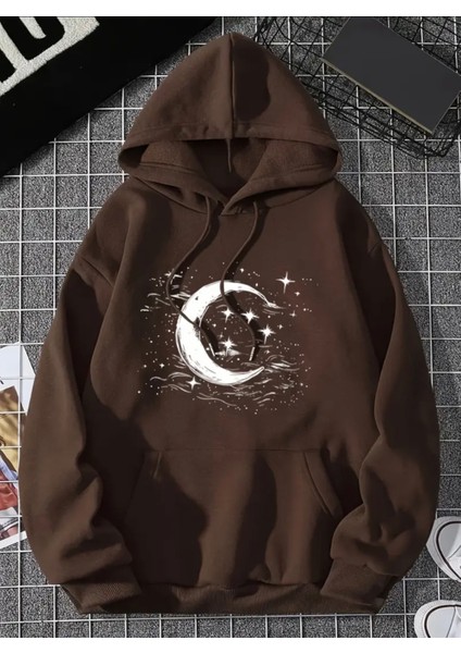 Punıx Büyük Beden Özel Tasarım Kapüşonlu Gece Baskılı %100 Pamuk Yeni Stil Battal Erkek Sweatshırt