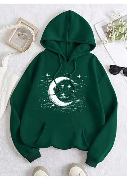 Punıx Büyük Beden Özel Tasarım Kapüşonlu Gece Baskılı %100 Pamuk Yeni Stil Battal Erkek Sweatshırt