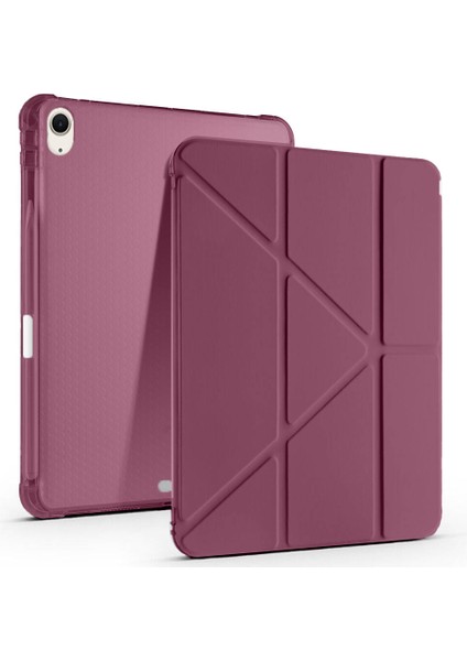 Apple iPad Air 11'' M3 2025/M2 2024 Uyumlu Üçgen Katlanabilir Kalem Şarj Bölmeli Standlı Kılıf