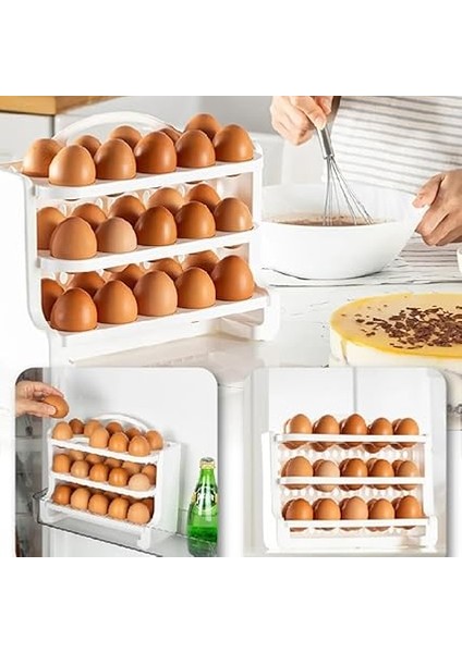 30 Bölmeli Yumurtalık, Buzdolabı Için Yumurtalık, 3 Katlı Yumurta Kutusu Sepeti modelleri
