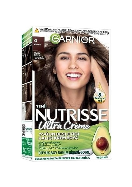 Garnier Nutrisse Yoğun Besleyici Kalıcı Krem Saç Boyası 4 Kahve modelleri