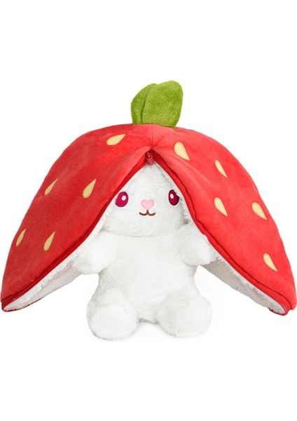 Oyuncak Pelüş Çilek Tavşan,fermuarlı Meyve Çantasında Nakışlı,40 Cm,pembe, Kırmızı,, Ananas, Havuç Model Seçenekleri,paskalya,çilek Tavşan (Kırmızıçilek)