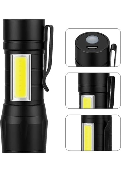 El, LED USB Şarjlı Ultra Güçlü Mini Boy Metal Kasa, 3 Modlu Işık Modülü, Klipsli Kutulu, Şarj Kablosu Dahil, Taşınabilir Küçük fiyatları