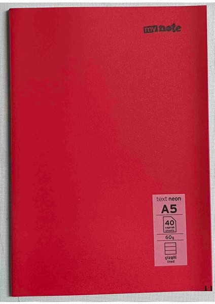 A5 40 Yaprak Çizgili Pp Kapak Dikişli Defter Kırmızı