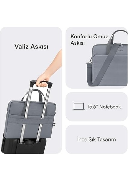 MCE-1512 Nova Eco Çevre Dostu Laptop Çantası, 15.6 Inç Bilgisayar Çantası, Kadın ve Erkek Notebook Çantası, Ykk Fermuarlı Macbook Çantası, Iş ve Evrak Çantası, Gri fırsatları