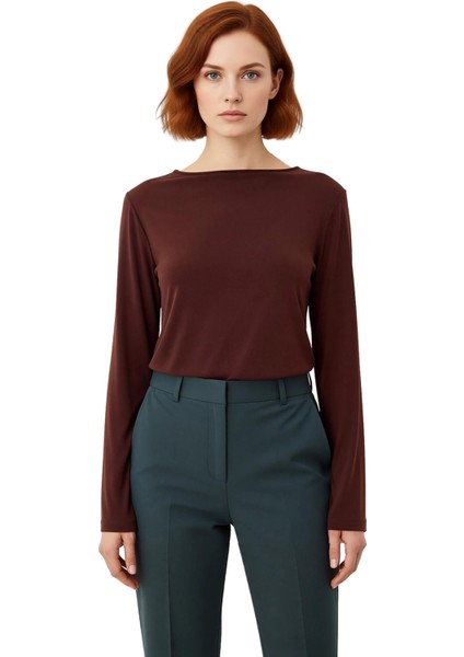 Kadın Moda Şık Üst Giyim Regular Kayık Yaka Ispanyol Kol Relaxed Kalıp Örme Rahat Kalıp Esnek Bluz fiyatları