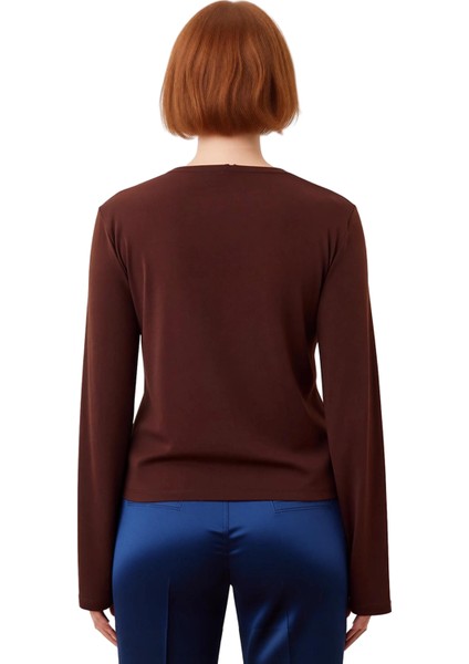 Kadın Moda Şık Üst Giyim Regular Kayık Yaka Ispanyol Kol Relaxed Kalıp Örme Rahat Kalıp Esnek Bluz modelleri