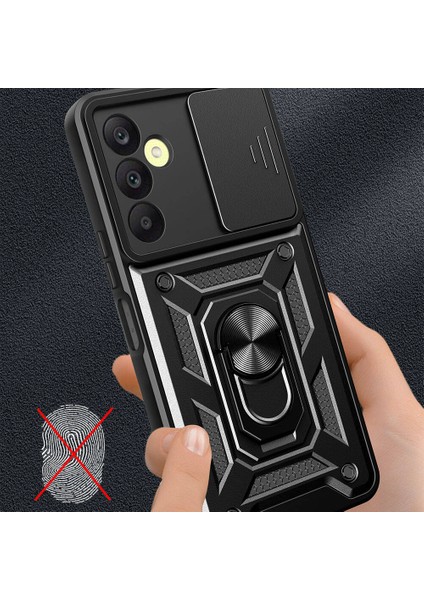 Galaxy A25 Kılıf Magnetik Standlı Kamera Korumalı Nxxa Sürgülü Vega Kapak-Mavi indirimleri