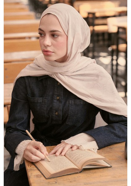Grace Monogram Floş Şal Bej