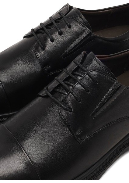 Erkek Siyah Bağcıklı Deri Klasik Ayakkabı 25WFD695018