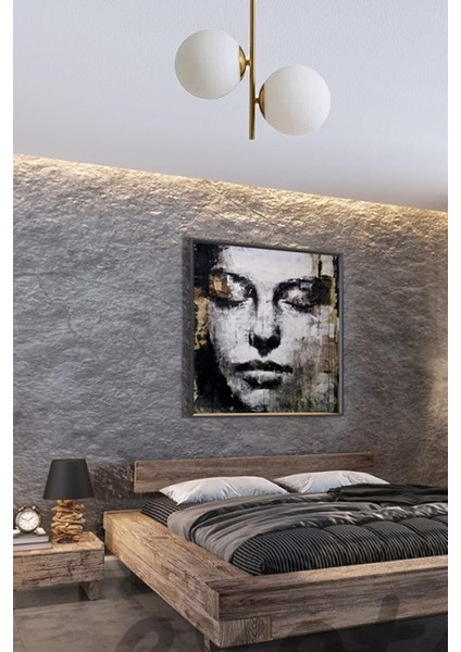 Avize 2 Li Modern Spor Beyaz Glop Camlı Salon - Mutfak - Yatak Odası Eskitme Avize