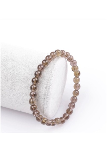 Dumanlı Kuvars Doğal Taş Bileklik 6 mm Yuvarlak Kesim