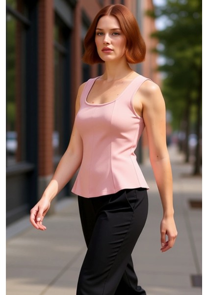 Kolsuz Örme Bluz Havuz Yaka Fitted Kalıp Peplum Detay Özel Tasarım Özenle Seçilmiş modelleri