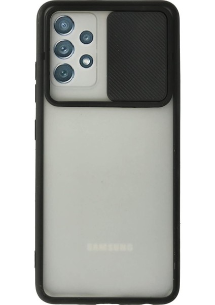 A52 Kılıf Lens Sürgülü Mat Silikon - Siyah