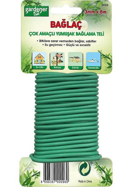 3010 Bağlaç, Çok Amaçlı Yumuşak Bağlama Teli - 3mm x 8m
