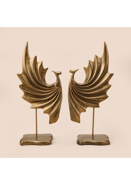 Deco Dragon 2'li Dekor - Gold - 32 cm