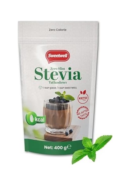 Sweetwell Zero Slim Stevia & Eritritol Tatlandırıcı 400 gr Şekersiz, 0 Kalori, Keto ve Vegan Uyumlu fiyatları
