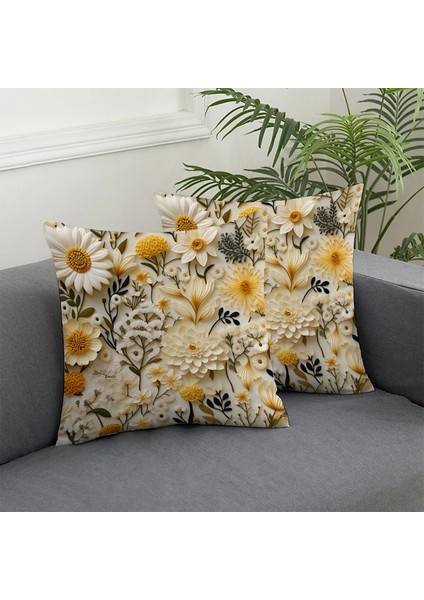 2 Li Kombin Punch Işlemeli Papatya Desen Dijital Baskılıı Kırlent Kılıfı fiyatları