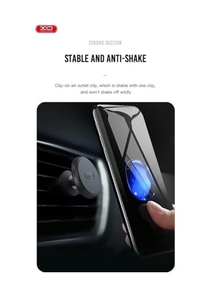Xo Is Beauty C96B Manyetik Araç Telefon Tutucu, 360° Döner Açı Ayarlı, Yüksek Güçlü Neodimyum Mıknatıs, Havalandırma Izgarasına Montaj, Kompakt ve Dayanıklı Tasarım, Metal Plakalı | Siyah fiyatları