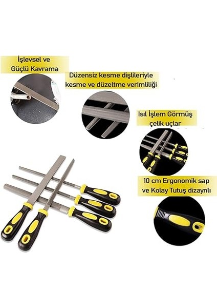 Boy (30 Cm) 5 Parça Eğe Seti Large (Ergonomik Saplı Eğe Seti, Yüksek Kalite Metal) fiyatları