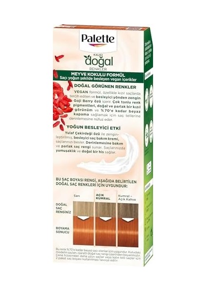 Palette Kalıcı Doğal Renkler 8-77 Tarçın Bakır Goji Berry Özü & Yulaf Çekirdeği Özlü Saç Boyası modelleri