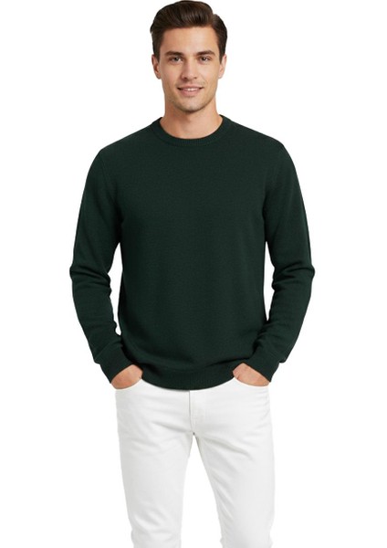 Yeşil Bisiklet Yaka Triko Kazak