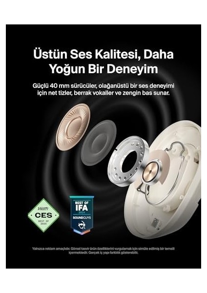 AUD008 Sf Kafaüstü Kulaklık-Krem - 60 Saat Oynatma Özellikli Kulak Üstü Kulaklık, Derin Bas, Cloudcushion Kulaklık modelleri