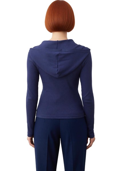 Kadın Vücuda Oturan Kapüşonlu Düğmeli Uzun Kollu Örme Kaliteli Şık Rahat Modern Zarif Günlük fırsatları