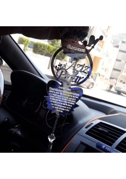 Kişiye Özel Dikiz Aynası Süsü / Ayet-El Kürsi Yazılı