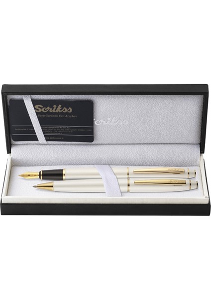 Takım Kalem Dolma+Tükenmez Beyaz Altın 35