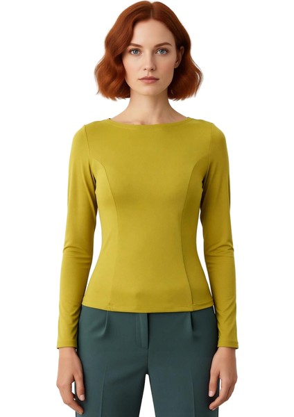 Kadın Regular Boy Kayık Yaka Uzun Kollu Örme Üst Kaliteli Şık Rahat Modern Zarif Günlük fiyatları