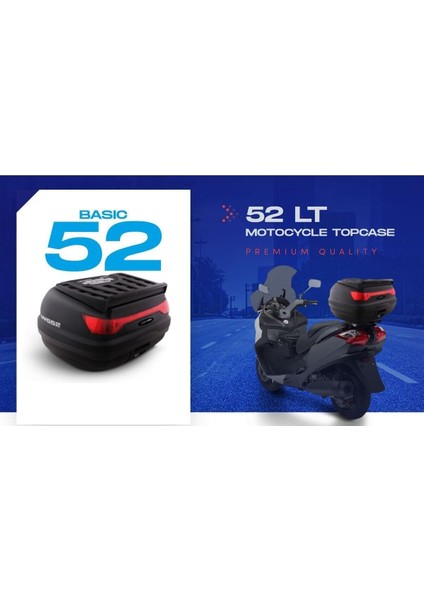 52 Lt Motosiklet Arka Çanta Üst Bagaj Sırt Dayamasız Basic Model Siyah Bagaj Topcase fiyatları