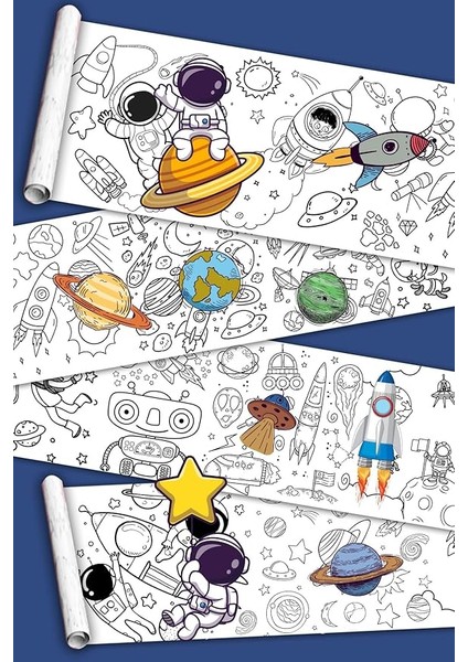 Yolculuğu- Güneş Sistemi - Dev Boyama Kağıdı - Boyama Rulosu - Büyük Boy 5 Metre Uzunluk