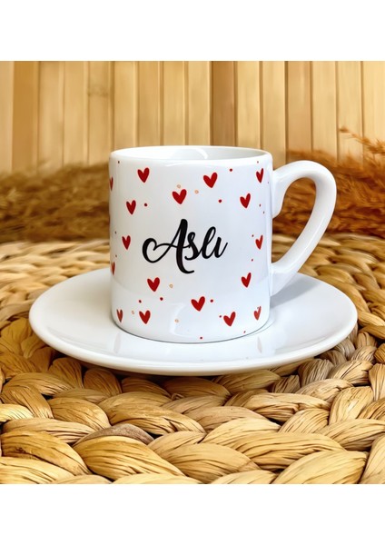 Kalp Temalı Kişiye Özel İsimli Türk Kahvesi Fincanı – Porselen 90 ml fiyatları
