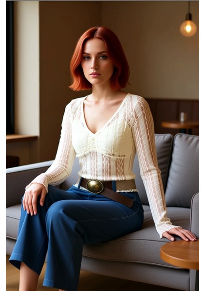 Kadın Büzgülü V Yaka Ispanyol Kol Örme Bluz Kaliteli Şık Rahat Modern Zarif Günlük