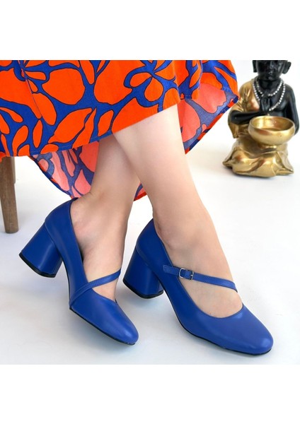Kier Mavi Cilt Topuklu Ayakkabı - Lisinya fırsatları