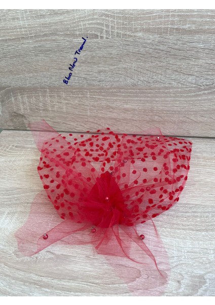 Kırmızı Gelin Şapkası Vualet Nikah Şapkası,nikah Şapkası Kına Şapka Gelin Kepi Gelin Saç Aksesuarı