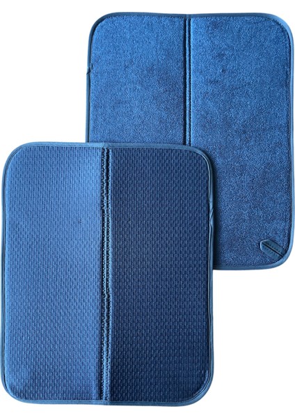 Bulaşık Matı Süper Emici Bulaşık Kurutma Matı 44X36CM Tezgah Üstü Bulaşık Matı, 2'li Set, Lacivert