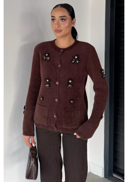 Kadın Pul Işlemeli Yumoş Iplik Triko Ceket P-00018226