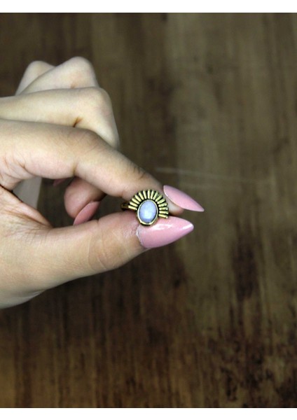 Doğal Taş Aytaşı Doğal Taşlı Antik Model Kadın Ayarlanabillir Yüzük EUY82AY modelleri