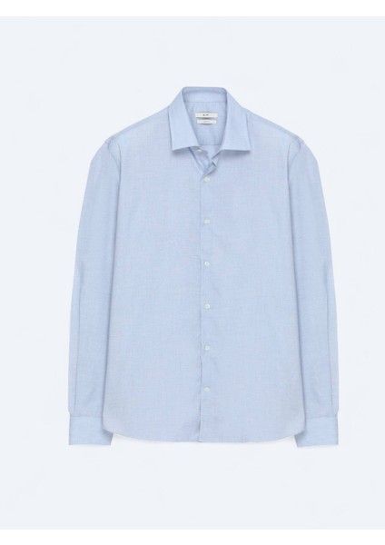 Koyu Lacivert Regular Fit Dokuma Klasik Pamuk Karışımlı Gömlek