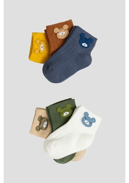 6 Çift Kutulu Hayvan Aksesuarlı Pamuklu Erkek Newborn Yeni Doğan ve Bebek Çorabı 0-6 Ay fırsatları