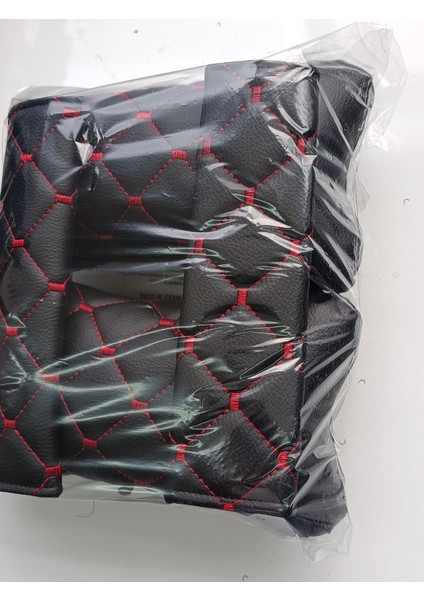 Kırmızı Kapitone Oto Boyun Yastığı+Emniyet Kemer Pedi