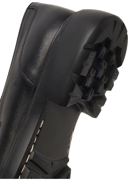 Erkek Siyah Tokalı Kalın Tabanlı Deri Loafer 25WFD605518