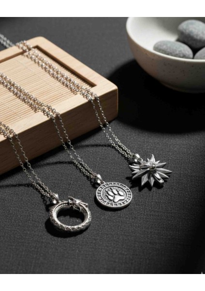 3'lü Erkek Kolye Kurt Yılan ve Ayı Pençesi Tasarım Erkek Kolye Hediye Kolye fiyatları