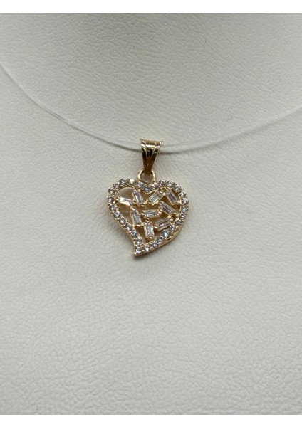 14 Ayar Altın Taşlı Kalp Kolye Ucu